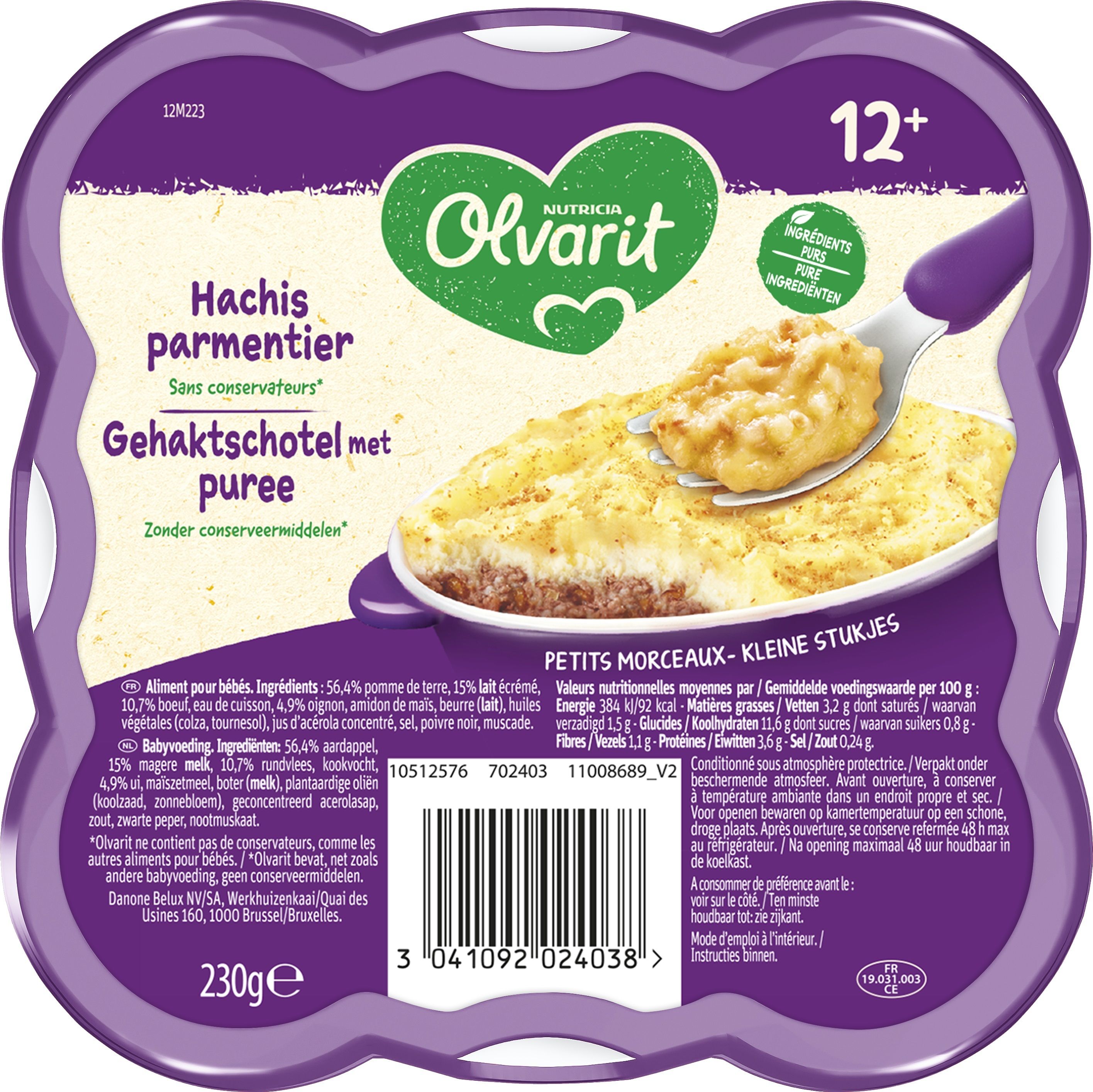 Olvarit Assiette 12m+ Hachis Parmentier