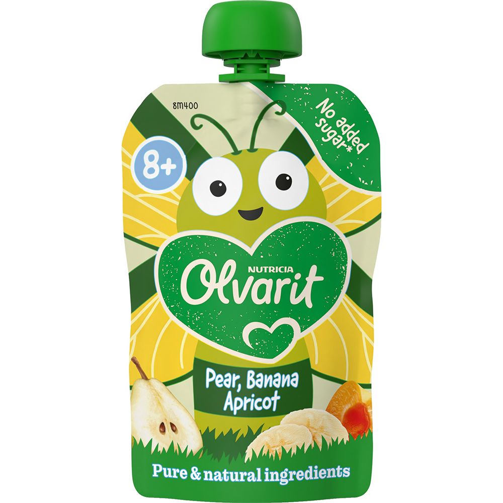 Olvarit Gourde 8m+ Abricot, Poire, Banane