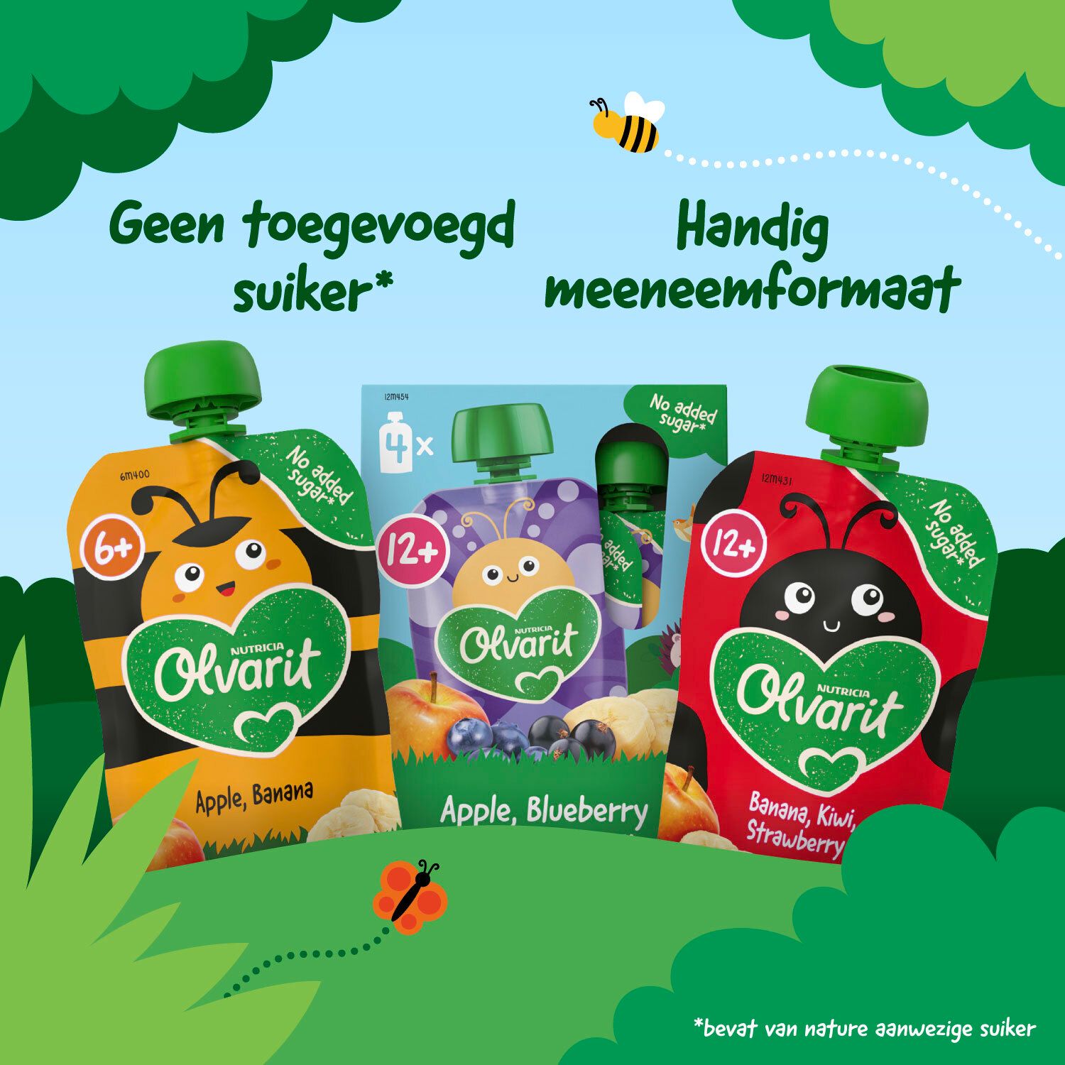Olvarit Knijpzakje 8m+ Abrikoos, Peer, Banaan