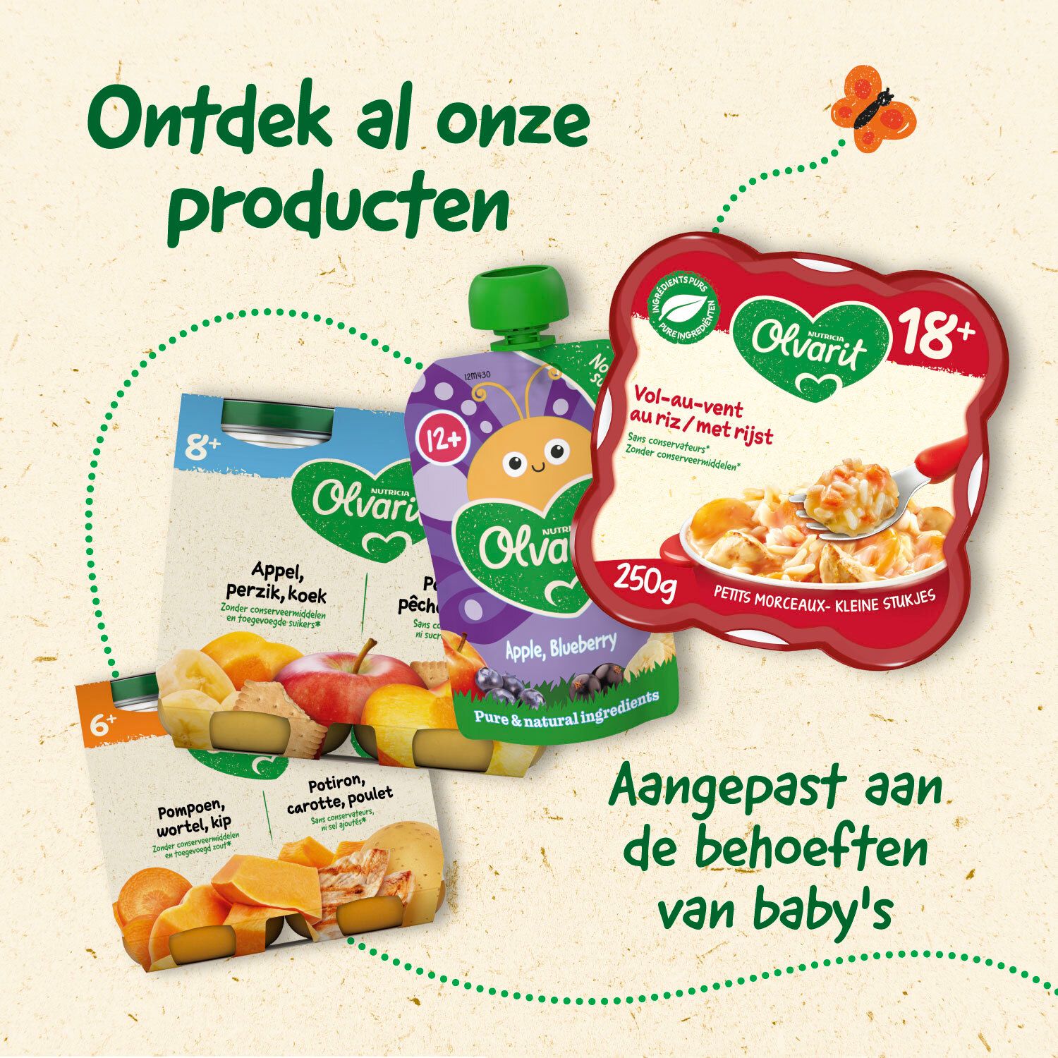 Olvarit Knijpzakje 8m+ Abrikoos, Peer, Banaan
