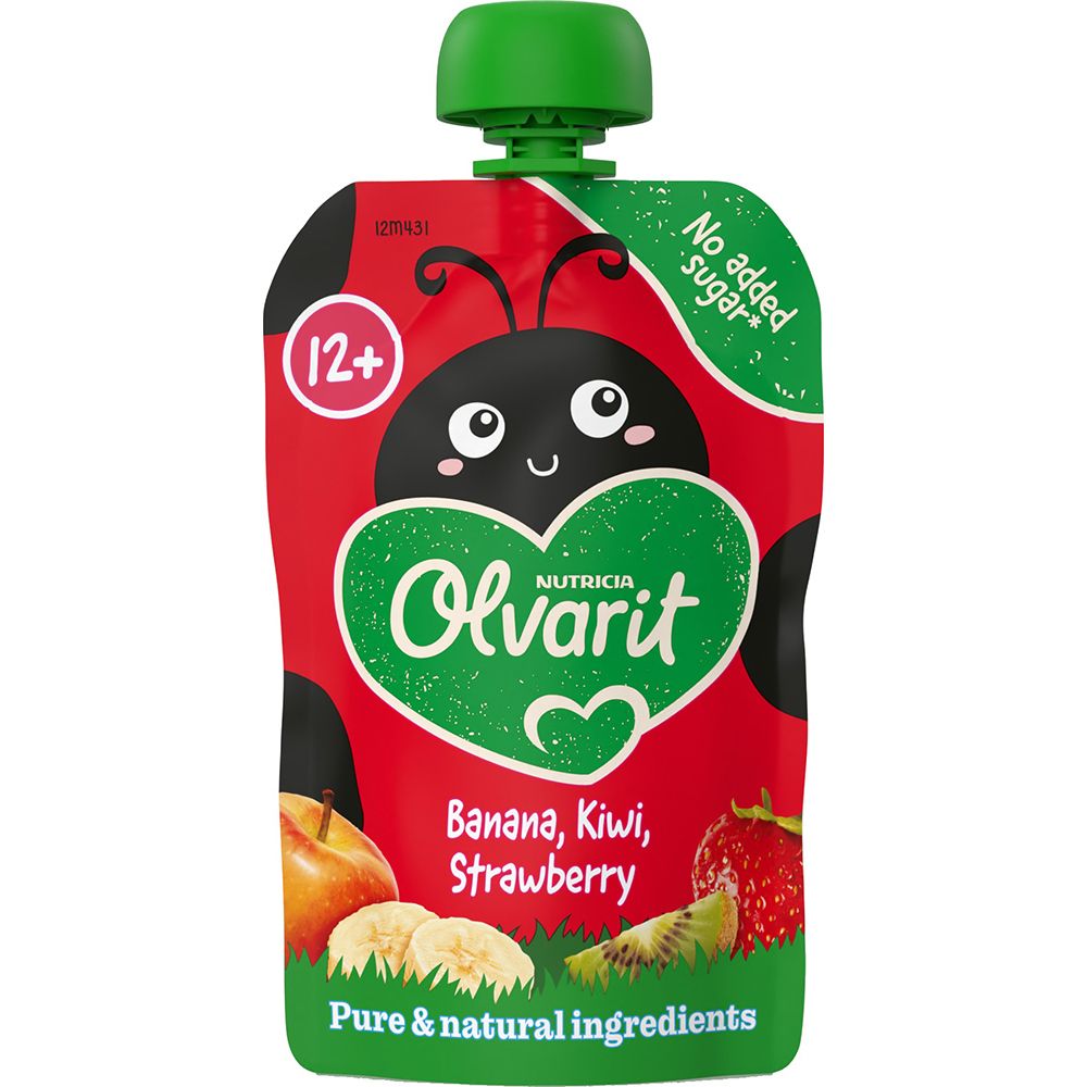 Olvarit Gourde 12m+ Fraise, Banane, Kiwi