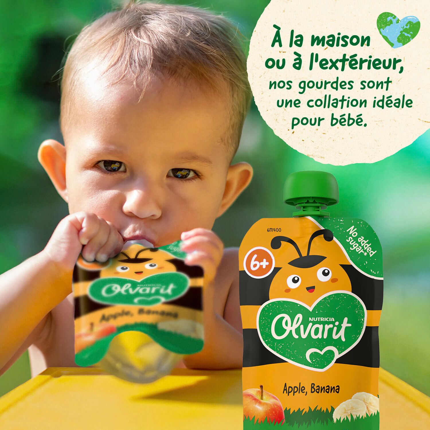 Olvarit | Gourde Fruits | Bébé Dès 12 Mois | Pomme Banane Cassis Myrtille