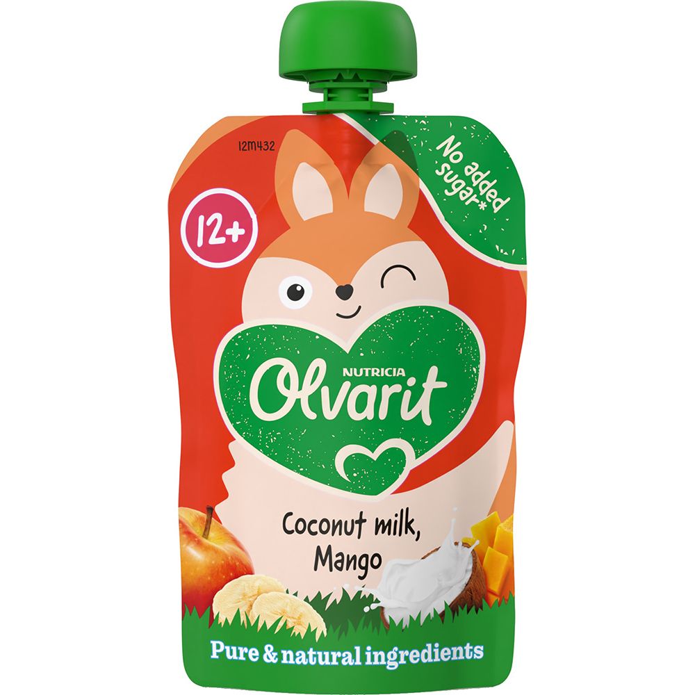 Olvarit | Gourde Fruits | Bébé Dès 12 Mois | Smoothie Mangue Coco