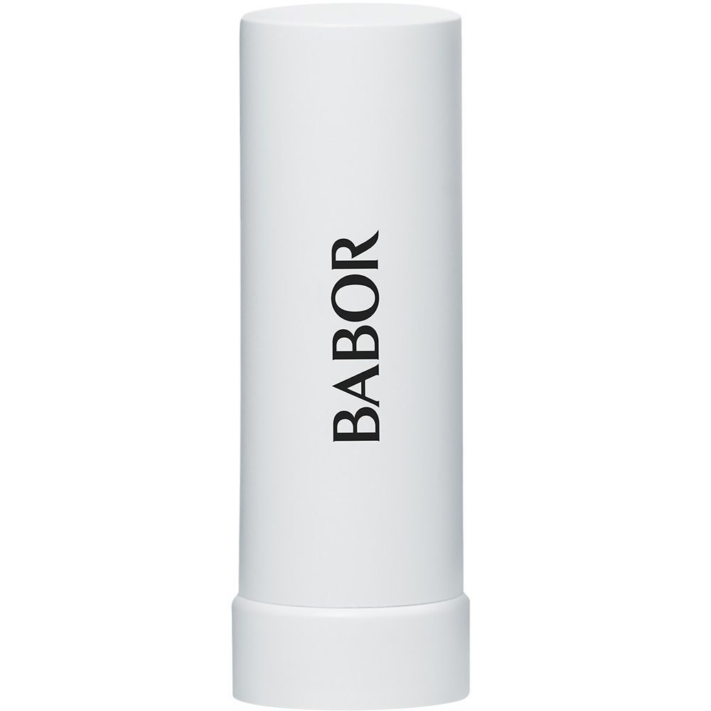 Witte lippenbalsem-stick met zwarte BABOR-letters.