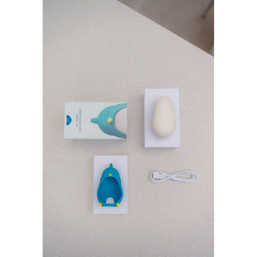 Ensemble produit : appareil Bibi, emballage, chargeur.