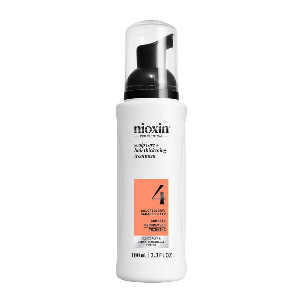 Witte fles met pompdosering: Nioxin Scalp Care Hair Thickening Treatment, stap 4, 100 ml.
