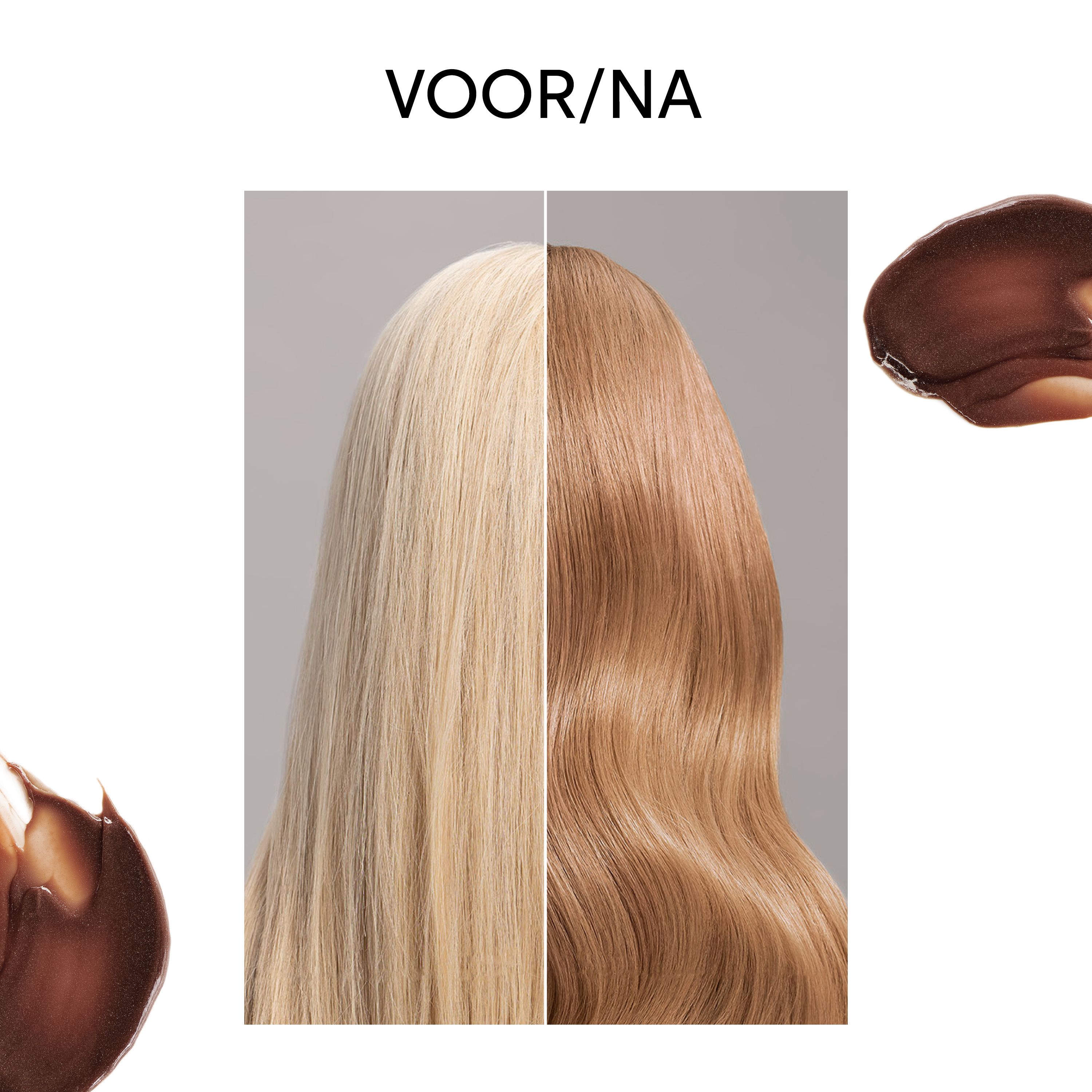 Voor/Na. Haar voor en na gebruik. Kleurverandering zichtbaar.