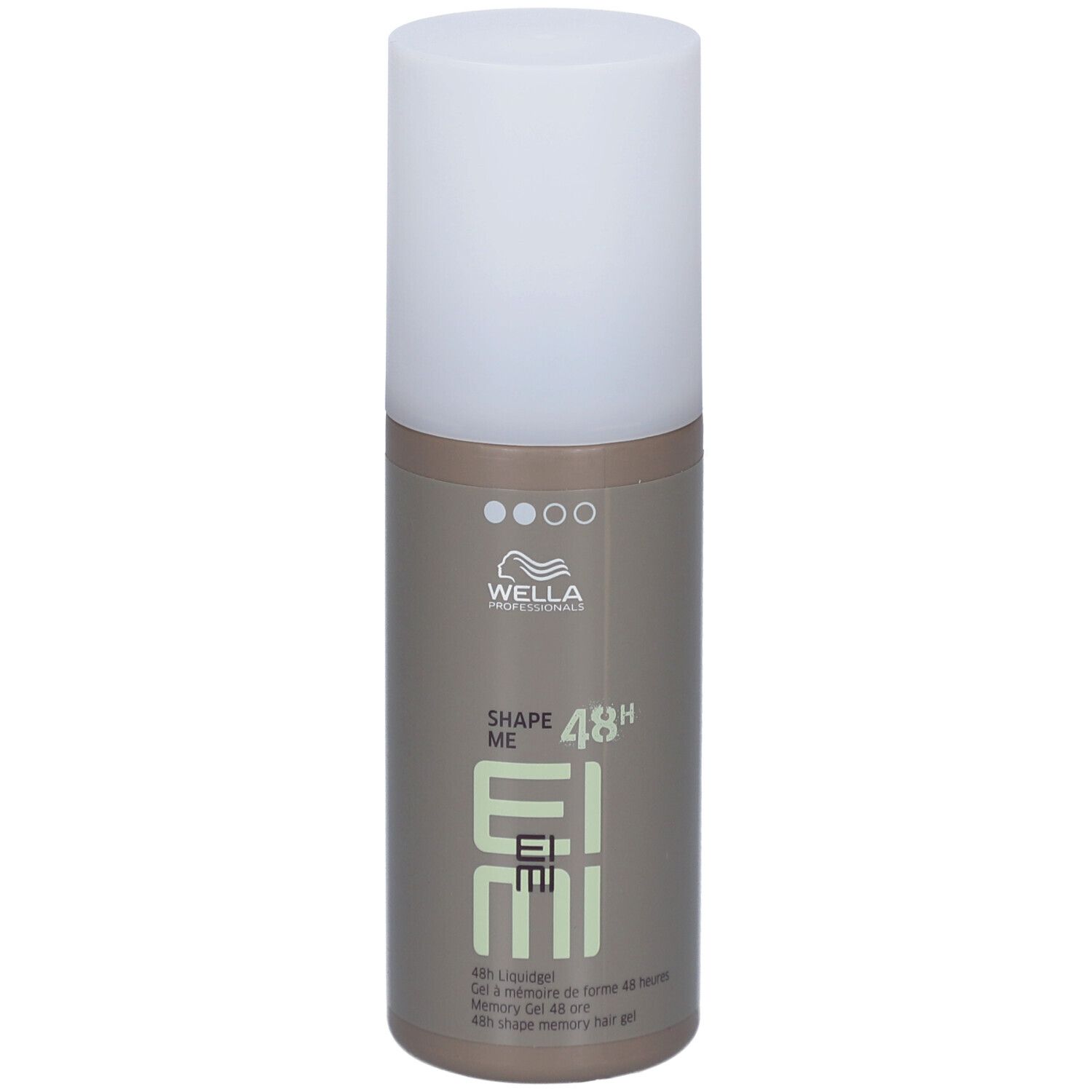 Wella EIMI Shape Me. Haargel in fles met witte dop. Opschrift: Shape Me, 48h.
