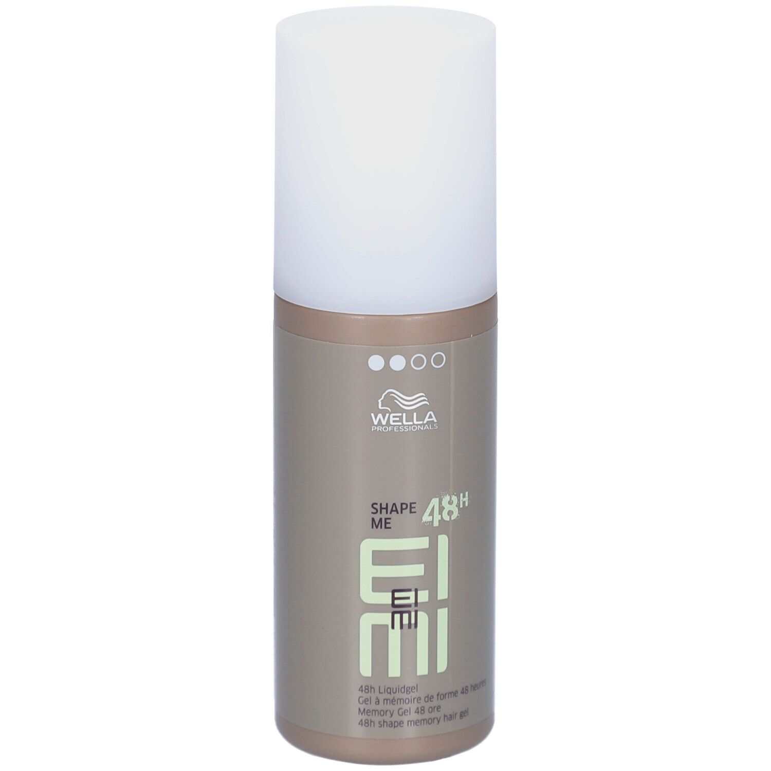 Wella EIMI Shape Me. Haargel in fles met witte dop. Opschrift: Shape Me, 48h.