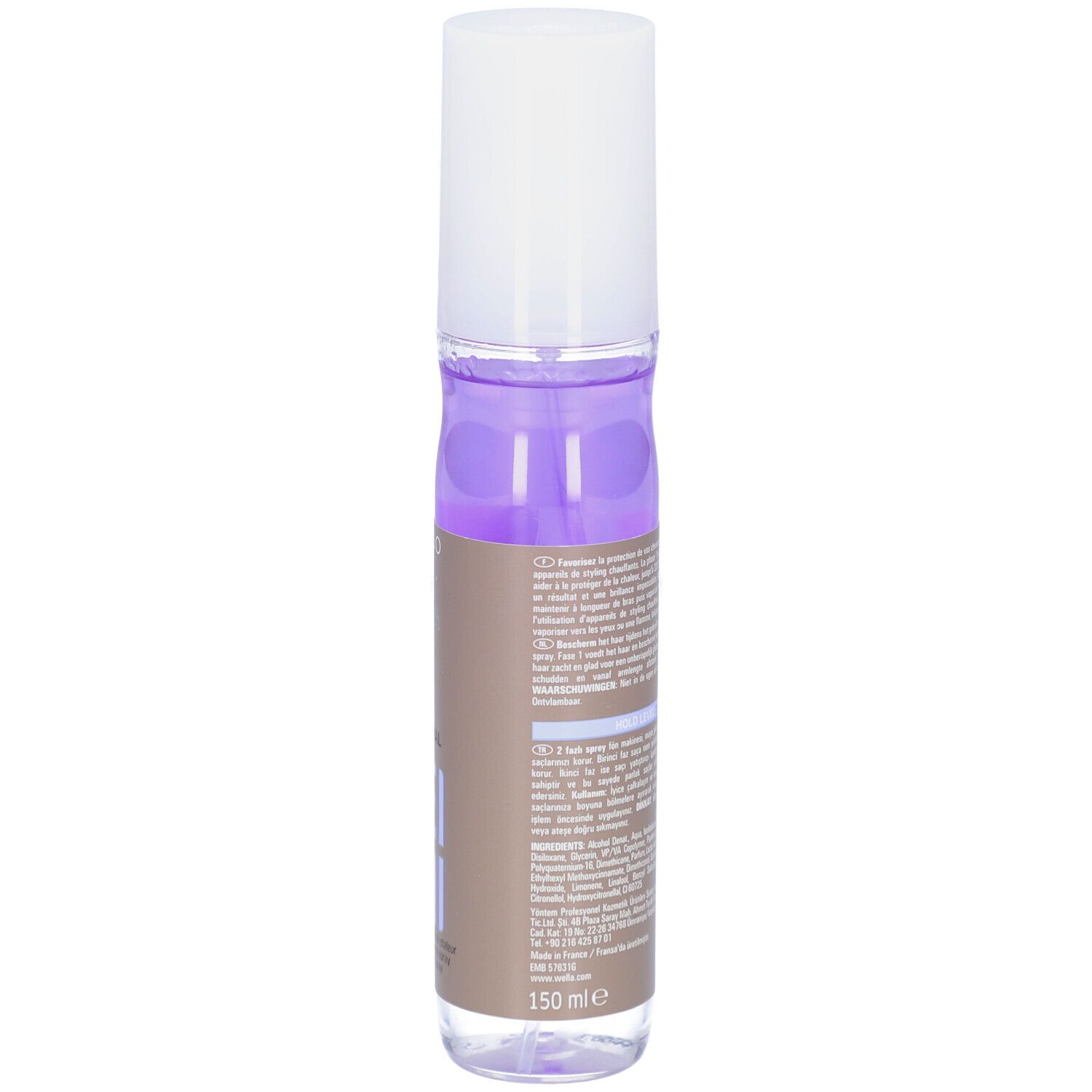 Spray protecteur thermique Wella EIMI. Flacon avec bouchon blanc, 150 ml.