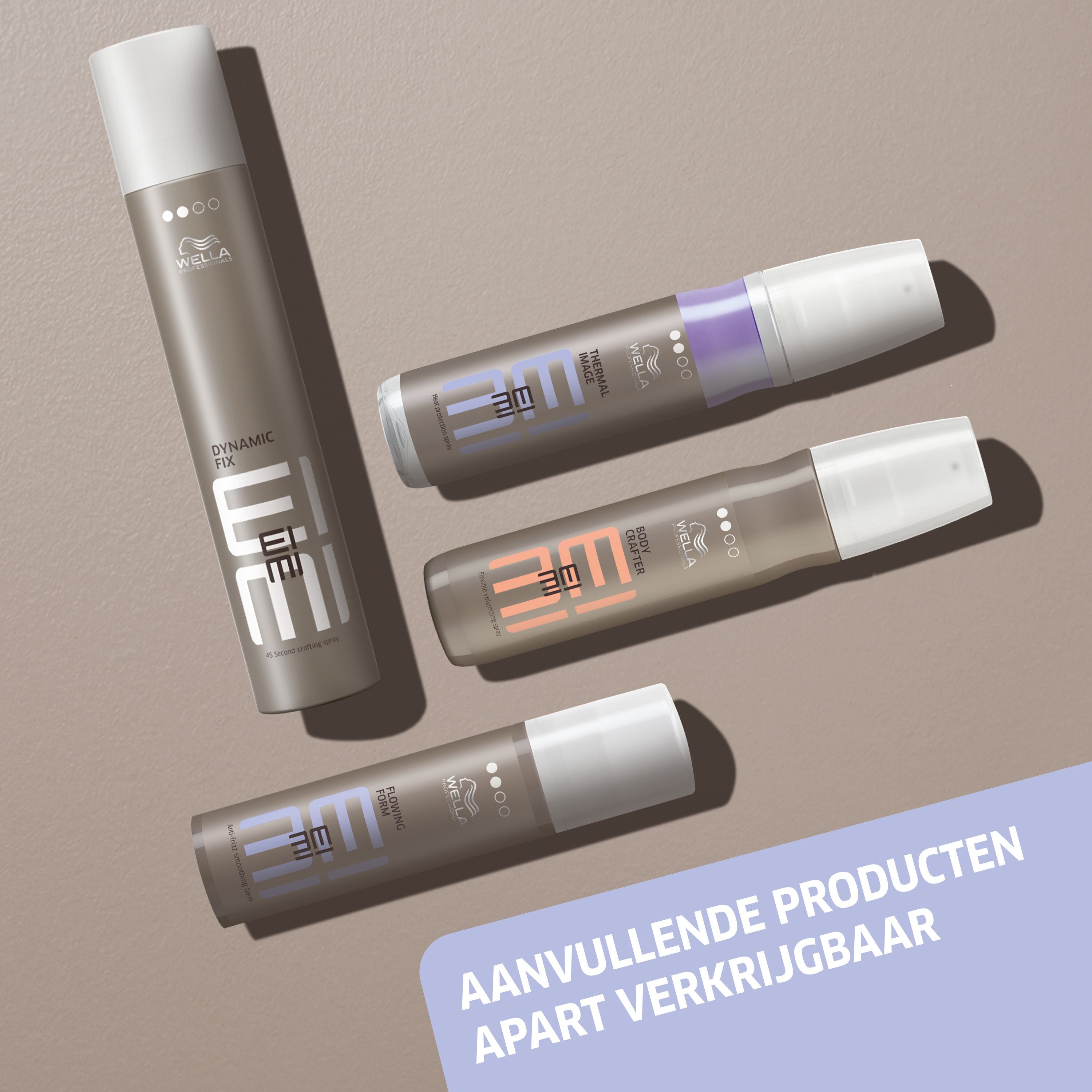 Wella EIMI producten. Meerdere producten op witte achtergrond.