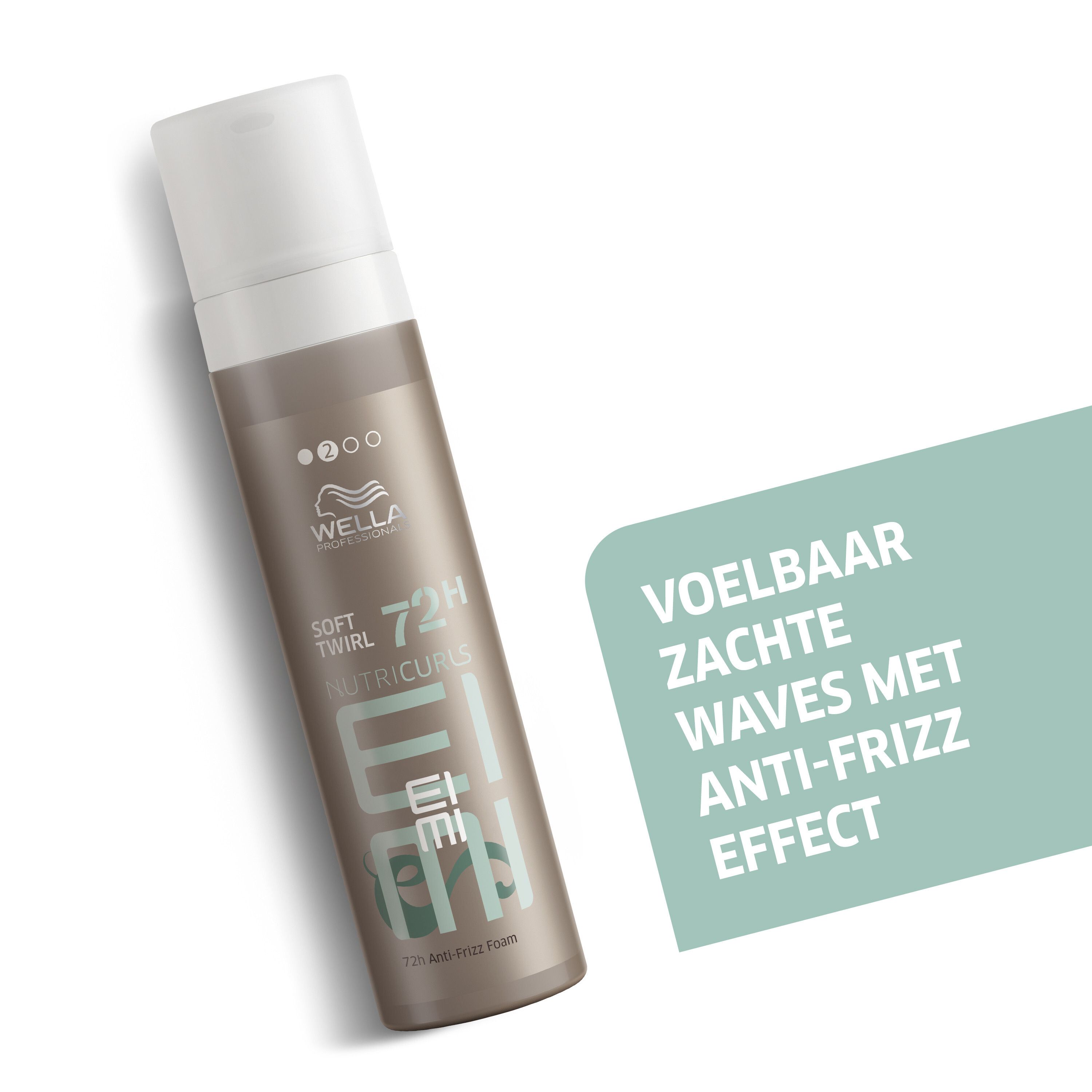 Wella EIMI Nutricurls Soft Twirl Foam. Bruine fles met witte dop. Nederlandse tekst.