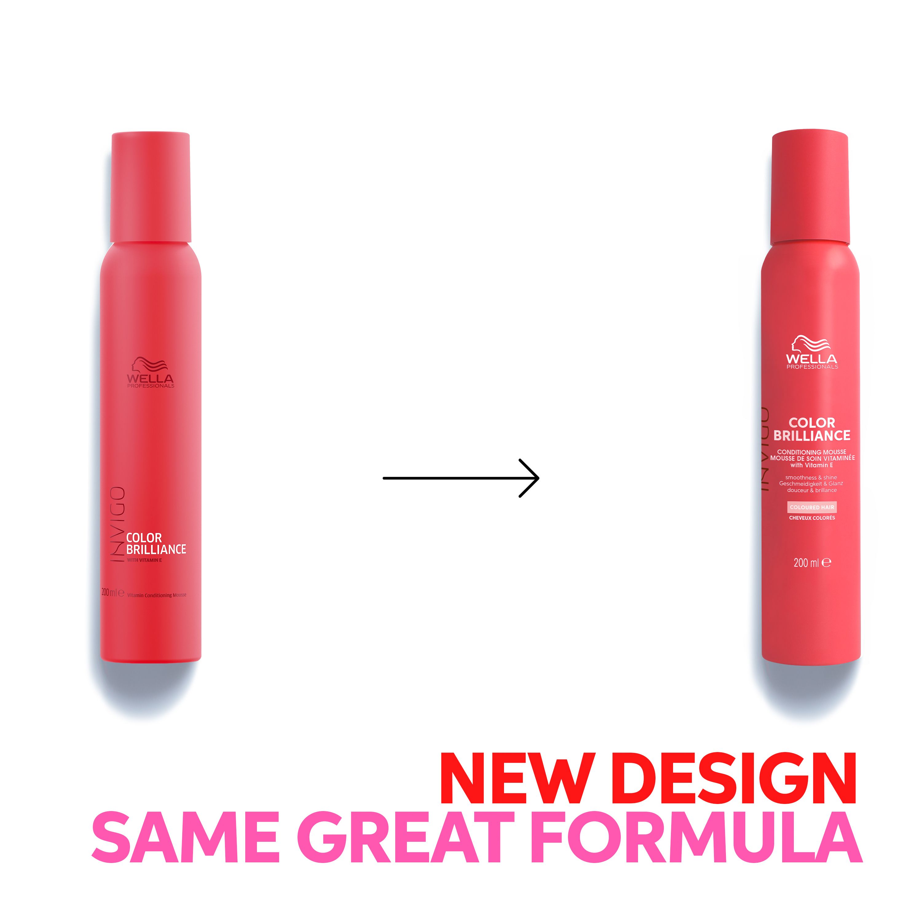 Twee rode spuitflessen. Links: oud ontwerp. Rechts: nieuw ontwerp. Tekst: Nieuw ontwerp, zelfde formule.