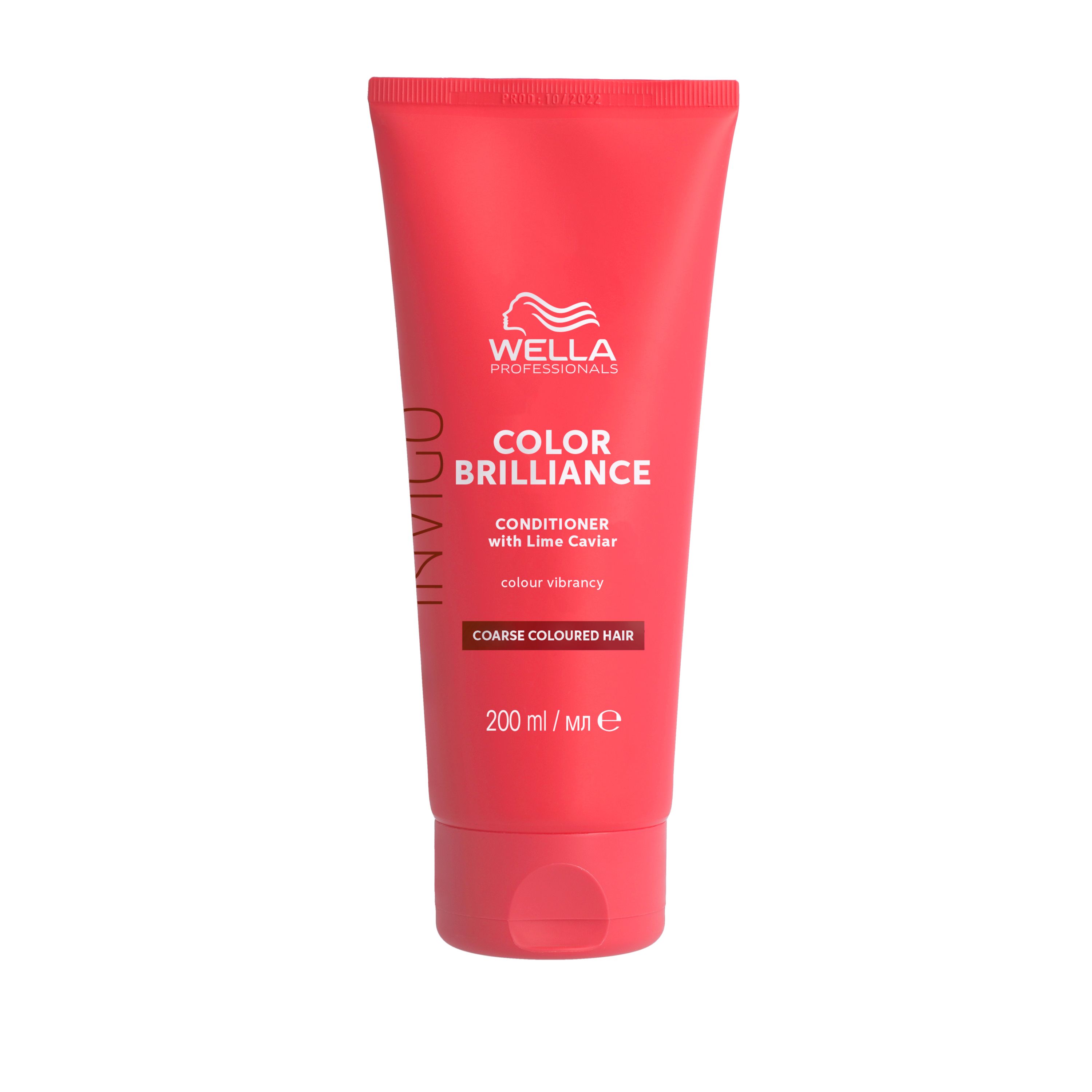 Rode tube met witte tekst. Wella Professionals Invigo Color Brilliance Après-Shampooing. Voor gekleurd, dik haar. 200 ml.