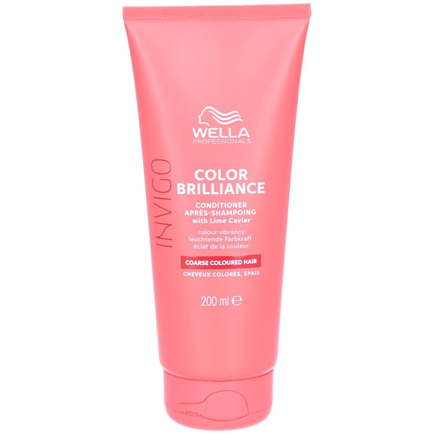 Roze tube met witte tekst. Wella Professionals Invigo Color Brilliance Après-Shampooing. Voor gekleurd, dik haar. 200 ml.