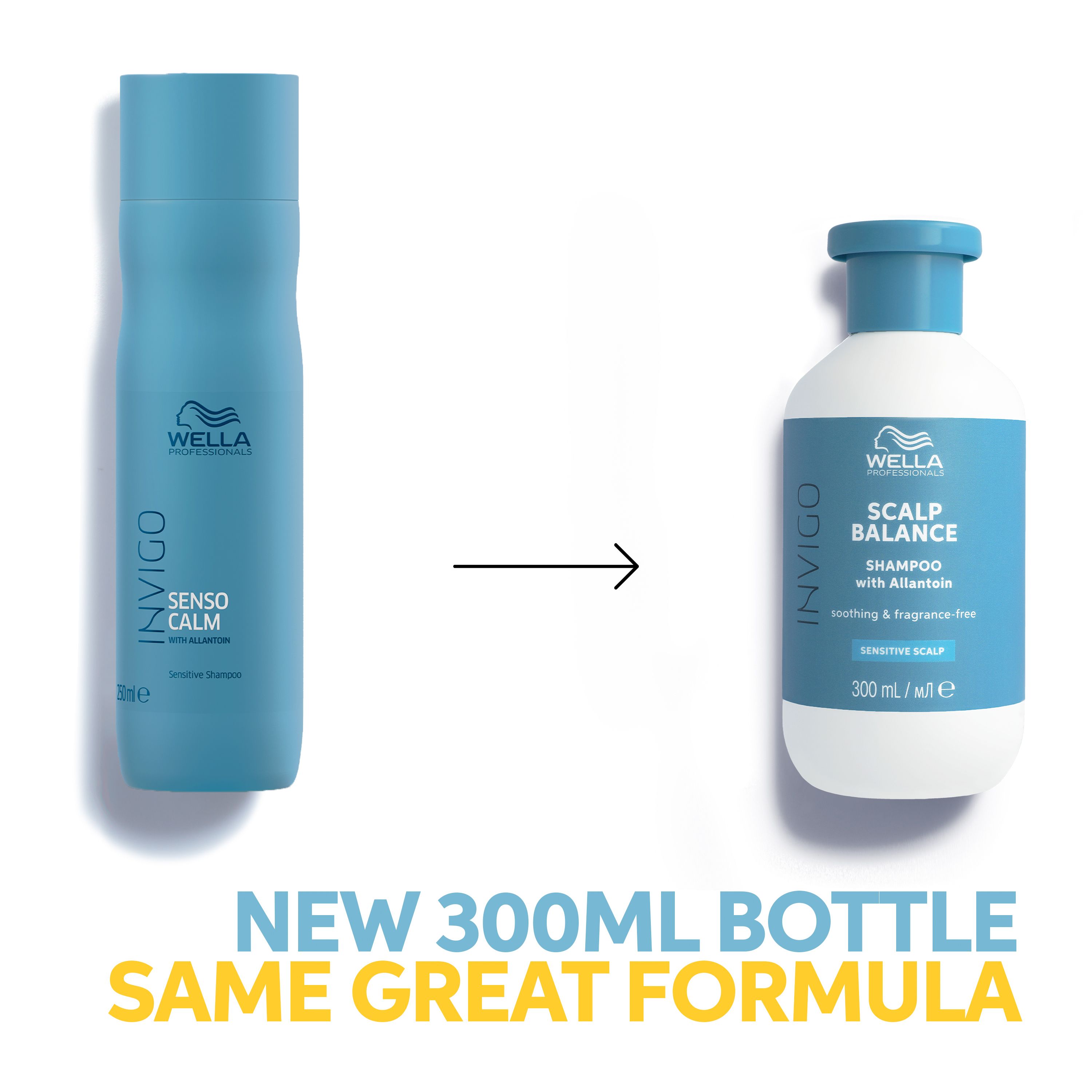 Vergelijking: Senso Calm fles en nieuwe Scalp Balance fles.