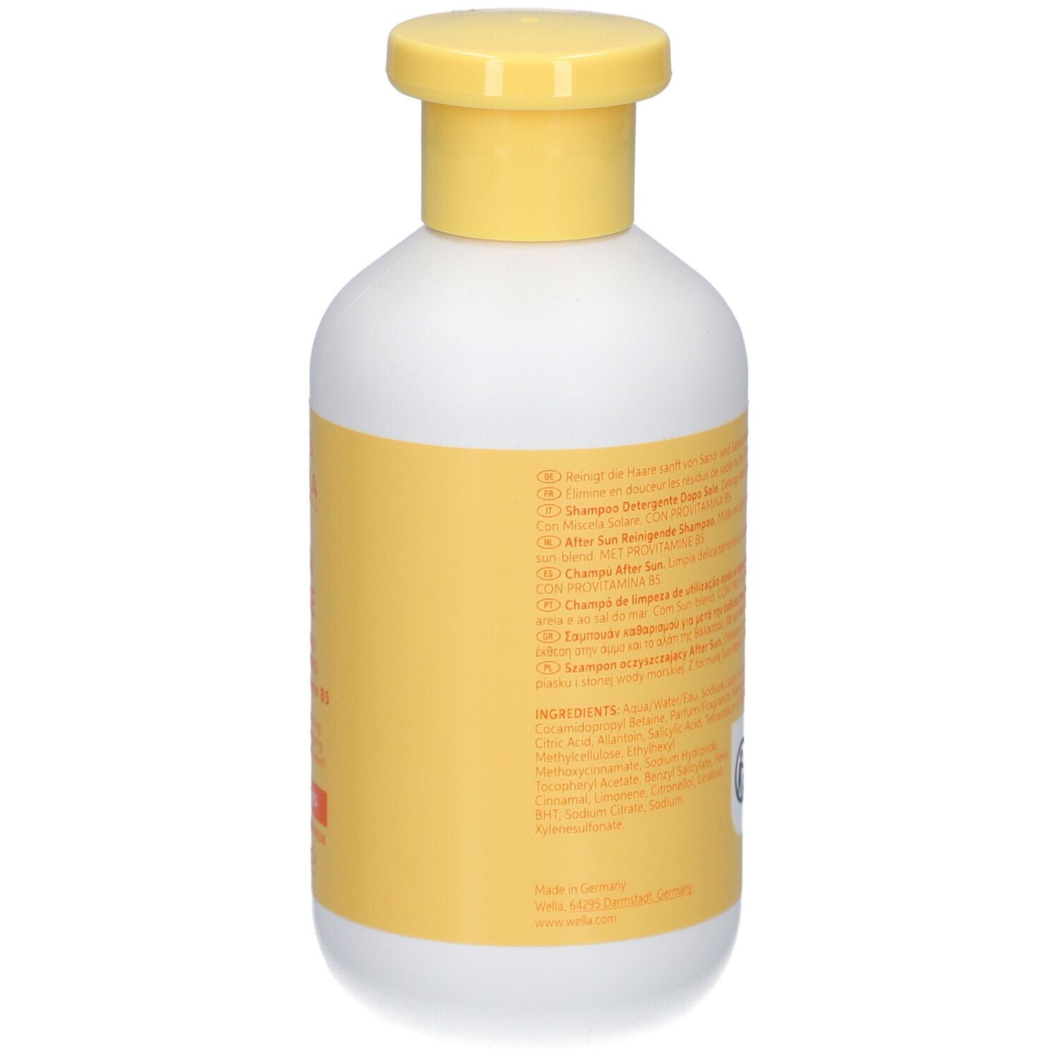 Achterkant fles. Label met productinfo en ingrediënten.