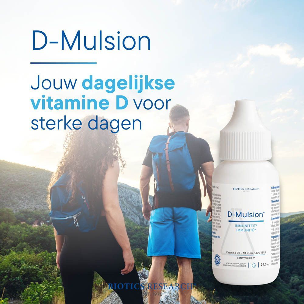 Twee flacons D-Mulsion Immuniteit Vitamine D3 10 mcg.