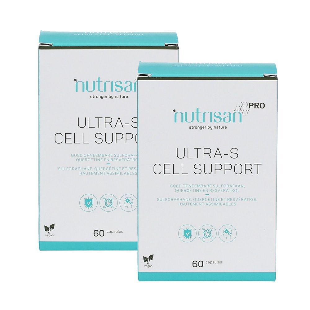 Deux boîtes blanches "nutrisan ULTRA-S CELL SUPPORT". Inscription "60 capsules".