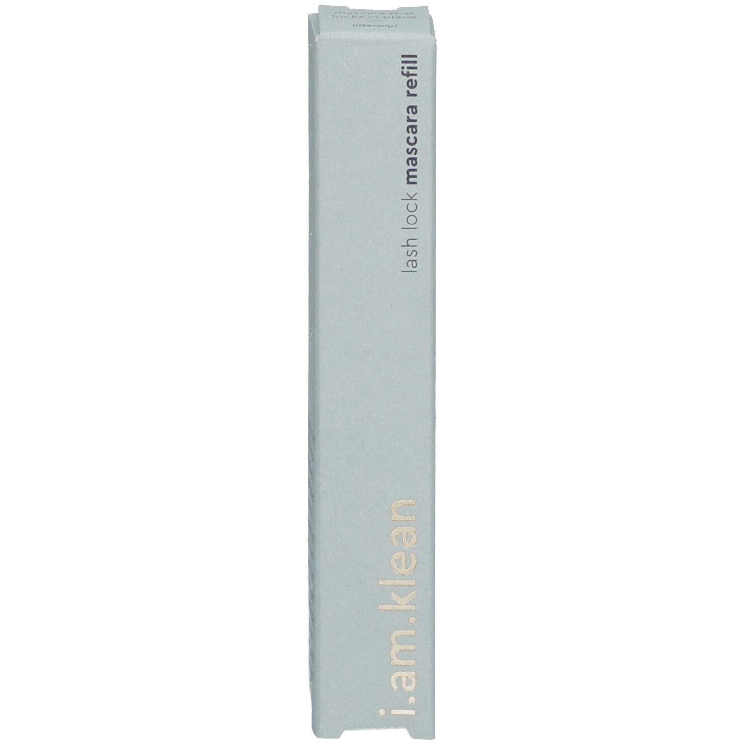 Verpakking voor mascara navulling. Tekst: i.am.klean, lash lock mascara refill.