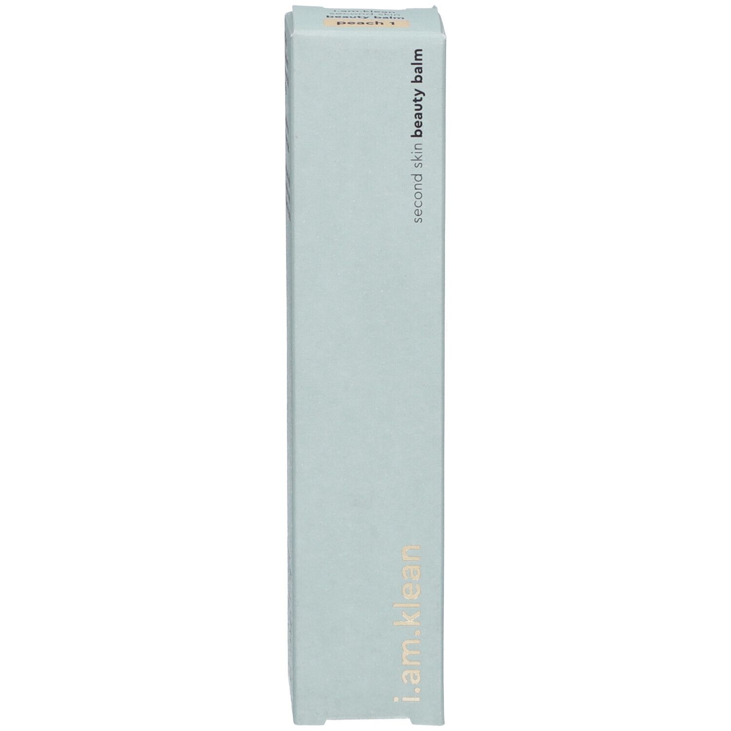 Doos. Opschrift: i.am.klean, second skin beauty balm, peach 1.