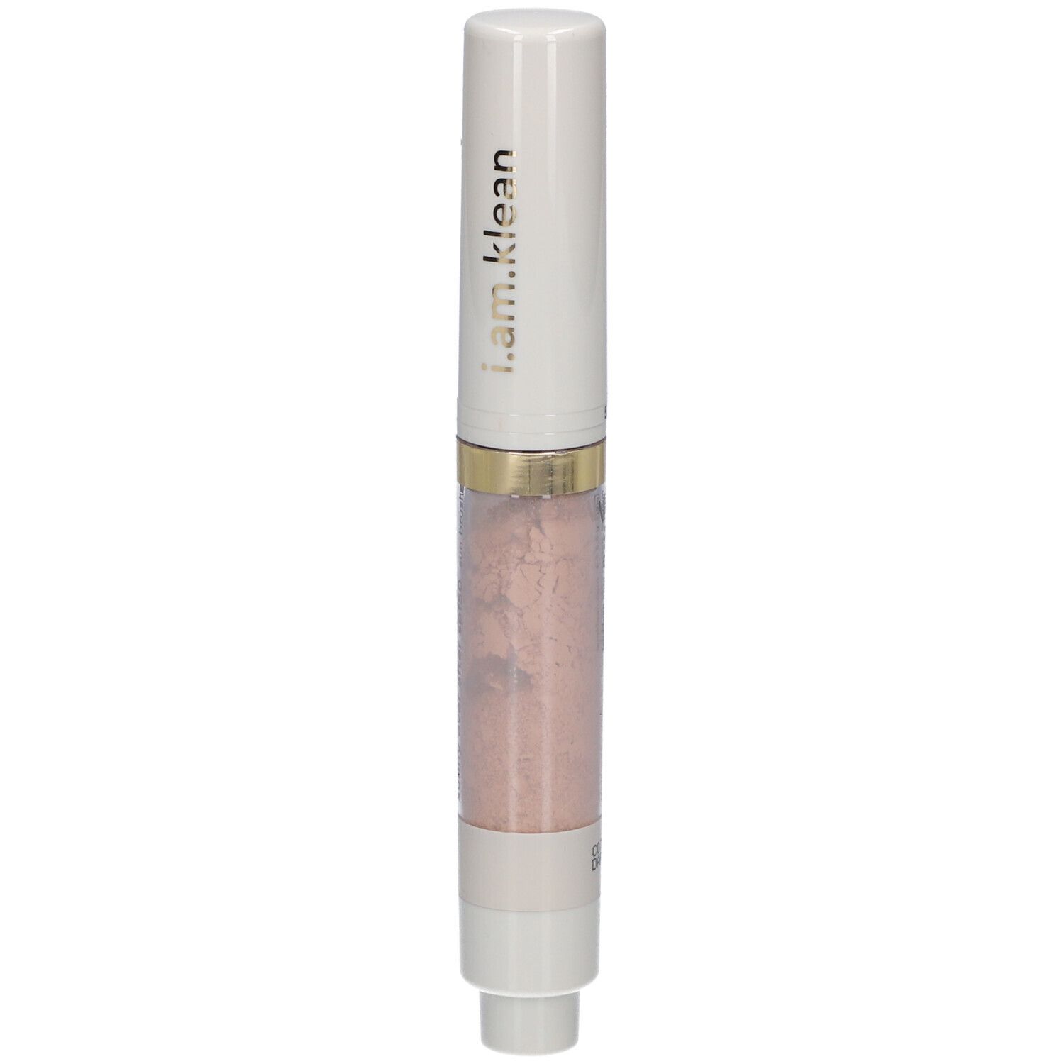 Stylo blanc avec contenu rose. Inscription : i.am.klean. Nom du produit non visible.