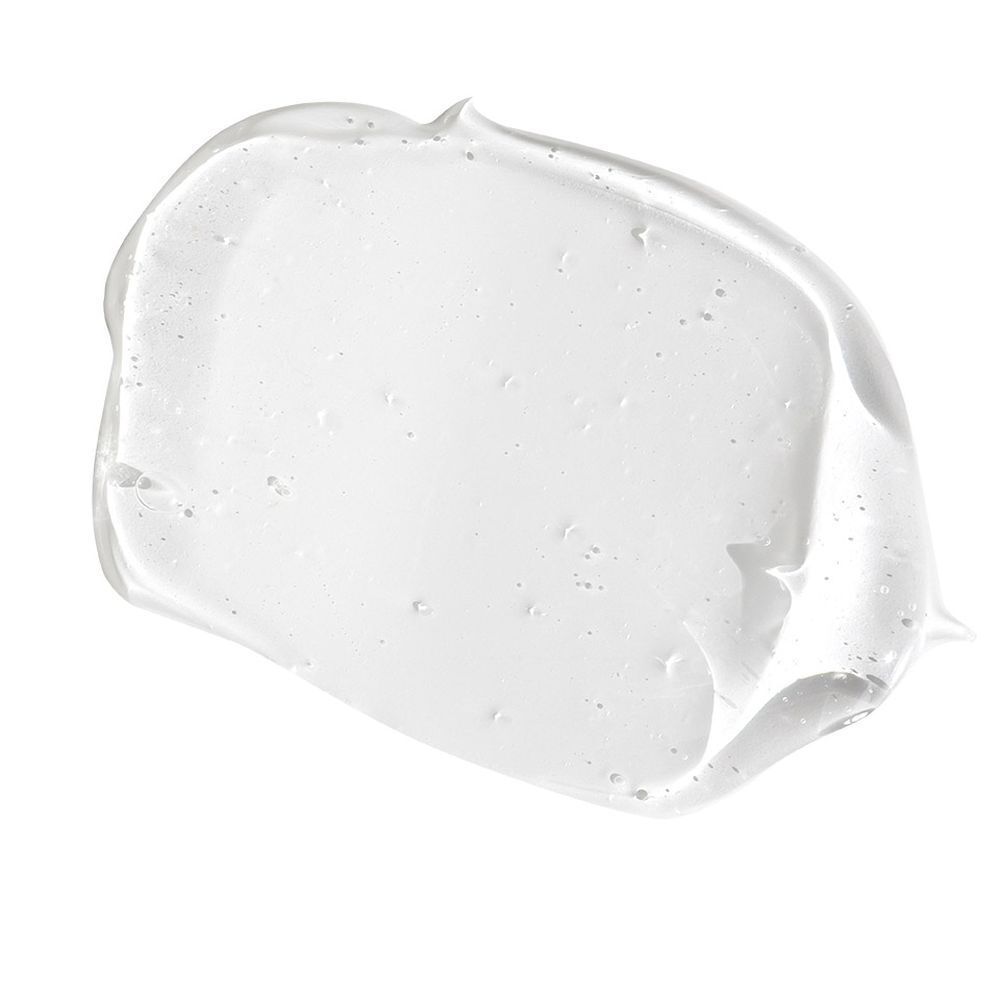 Transparant gelspoor op witte achtergrond. Lichte textuur, golvend.