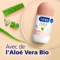 Roll-on Sanex Natur Protect. Aloe Vera et texte: Sanex, Natur Protect, Aloe Vera Bio.