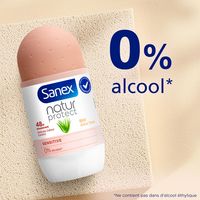 Roll-on Sanex Natur Protect. Texte: 0% alcool.