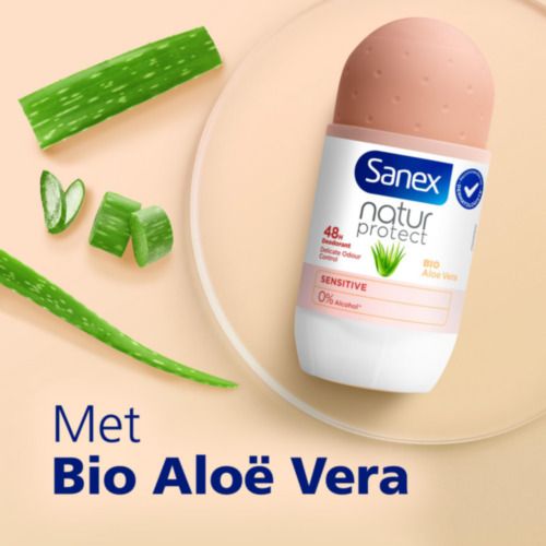 Sanex Natur Protect roller. Aloë Vera en tekst: Bio Aloë Vera.