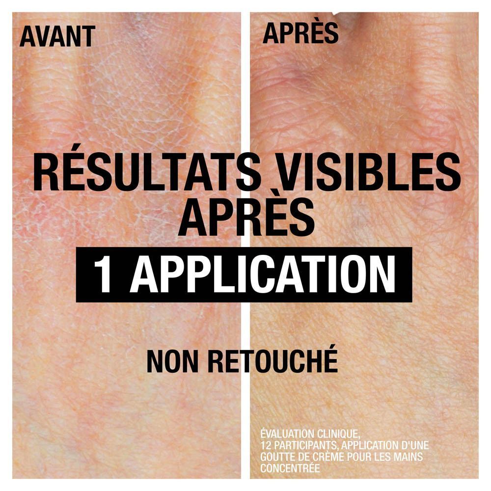 Mains avant et après l'application de la crème pour les mains Neutrogena.