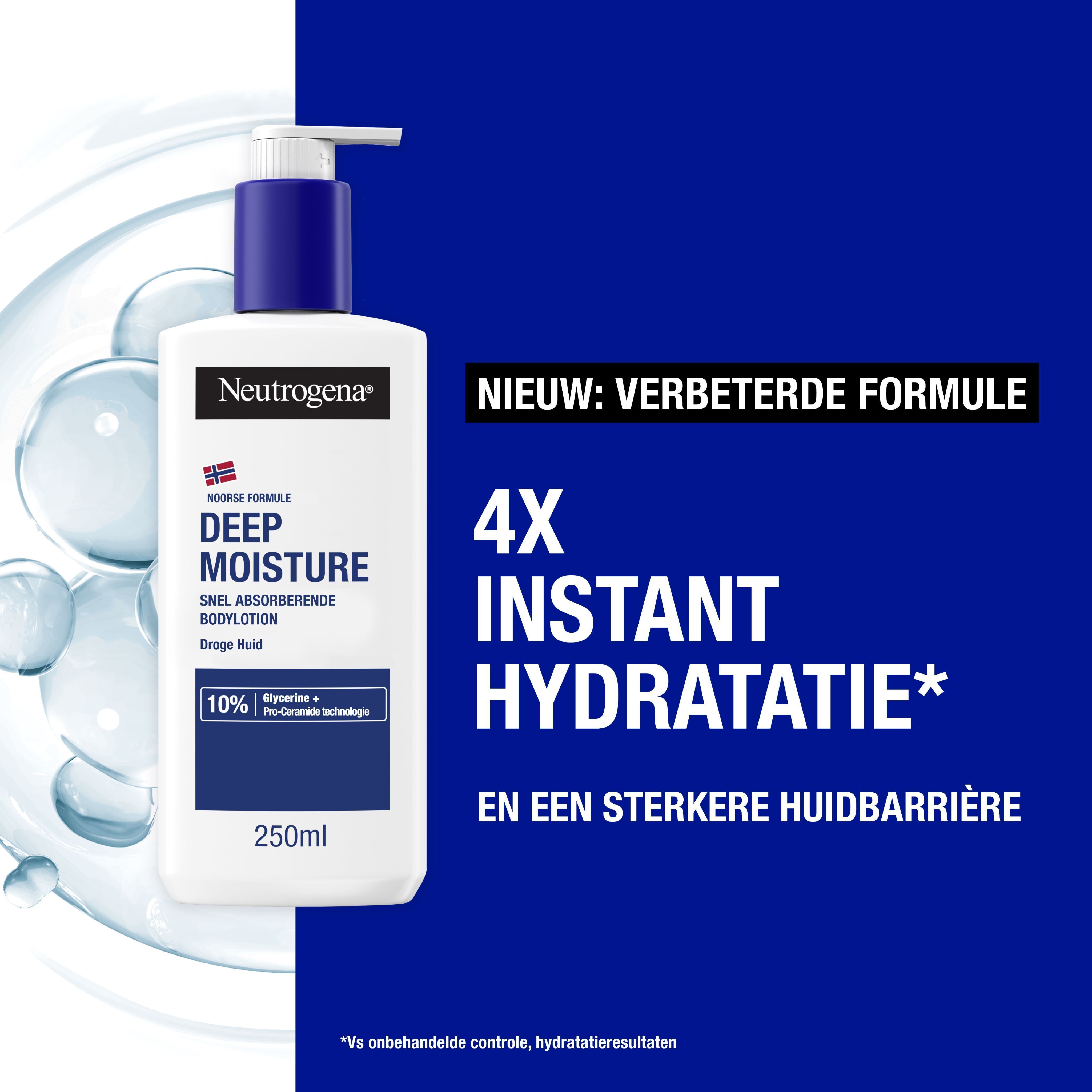 Neutrogena Deep Moisture Bodylotion 250ml met pompdispenser.