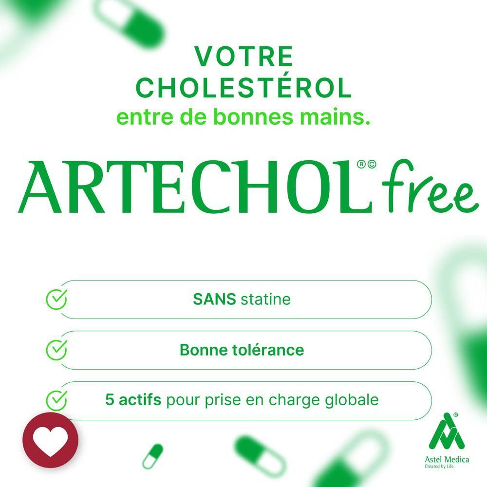 Artechol® free cholestérol : "Sans statine", "Bonne tolérance".