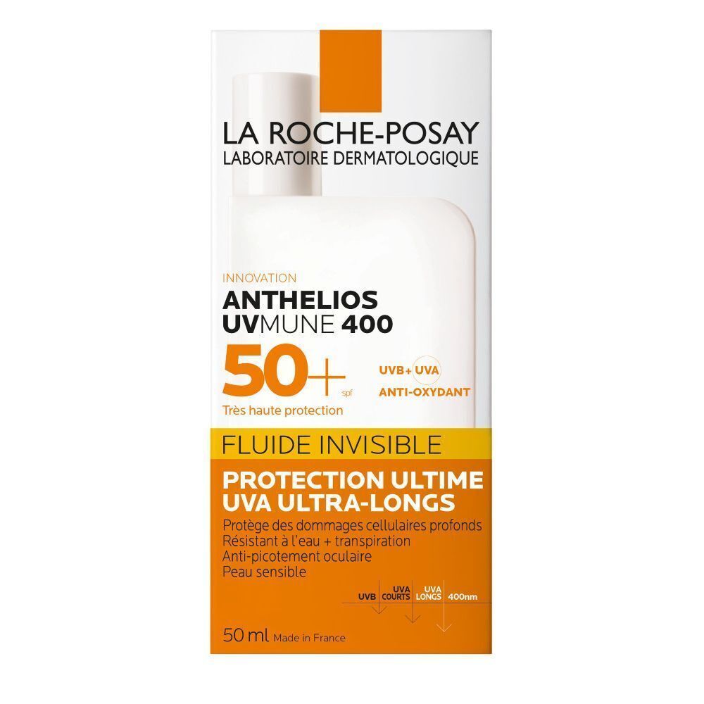 La Roche-Posay Anthelios UVMUNE 400, onzichtbare fluïde, 50 ml, hoge bescherming.