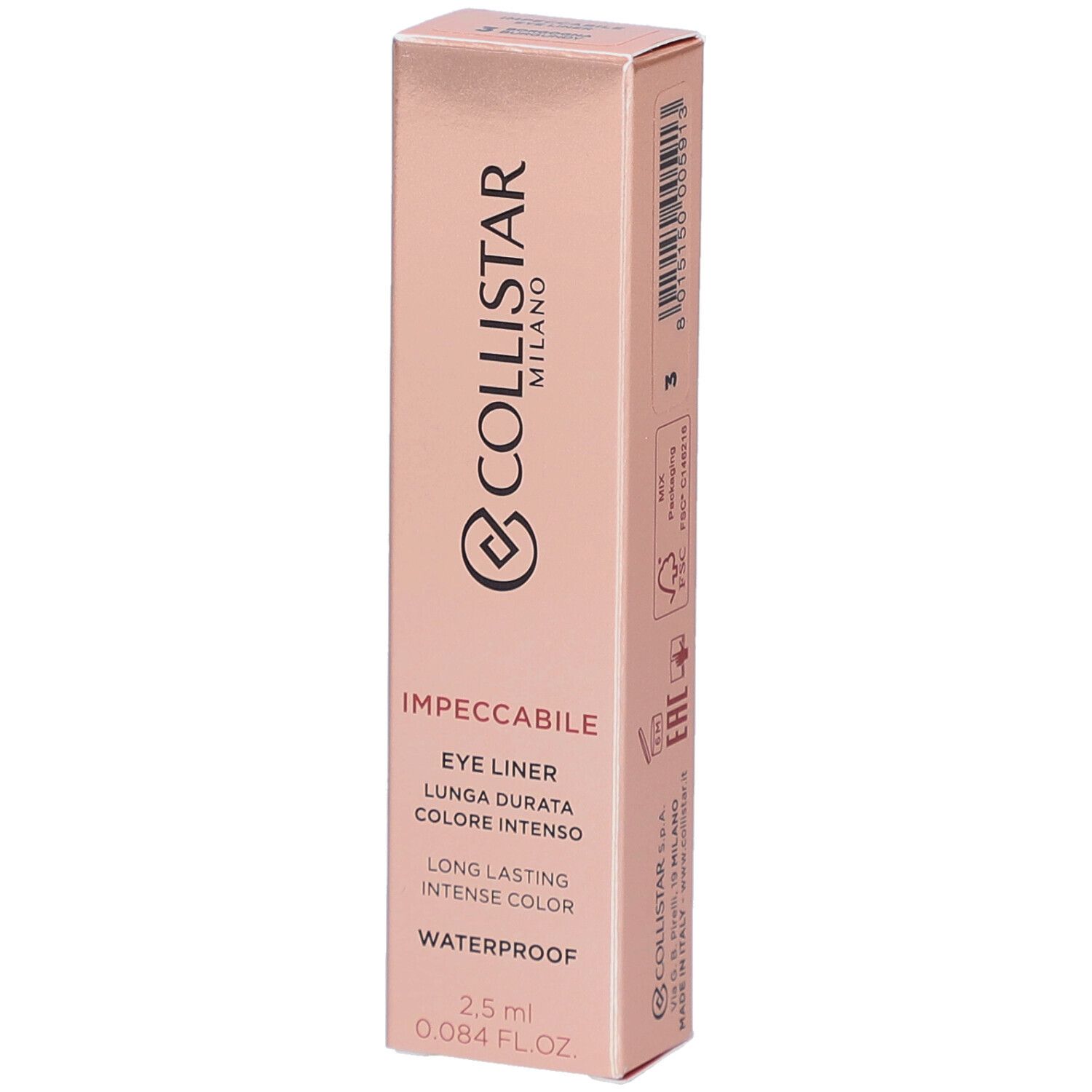 Roze verpakking met Collistar-logo en productnaam. Bevat eyeliner, 2,5 ml.