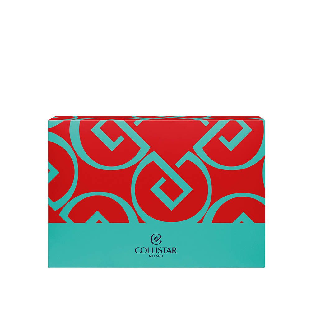 Boîte cosmétique rouge et bleu. Le logo Collistar Milano est visible sur la boîte.