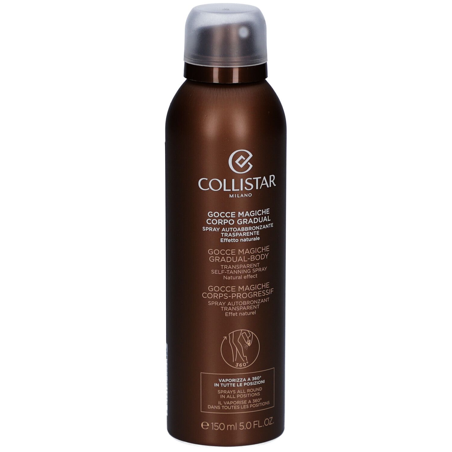 Bruine spuitfles van Collistar. Productnaam en logo zichtbaar. Vooraanzicht.