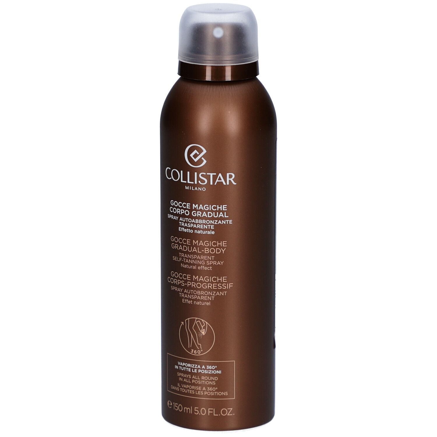 Bruine spuitfles van Collistar. Productnaam en logo zichtbaar. Vooraanzicht.