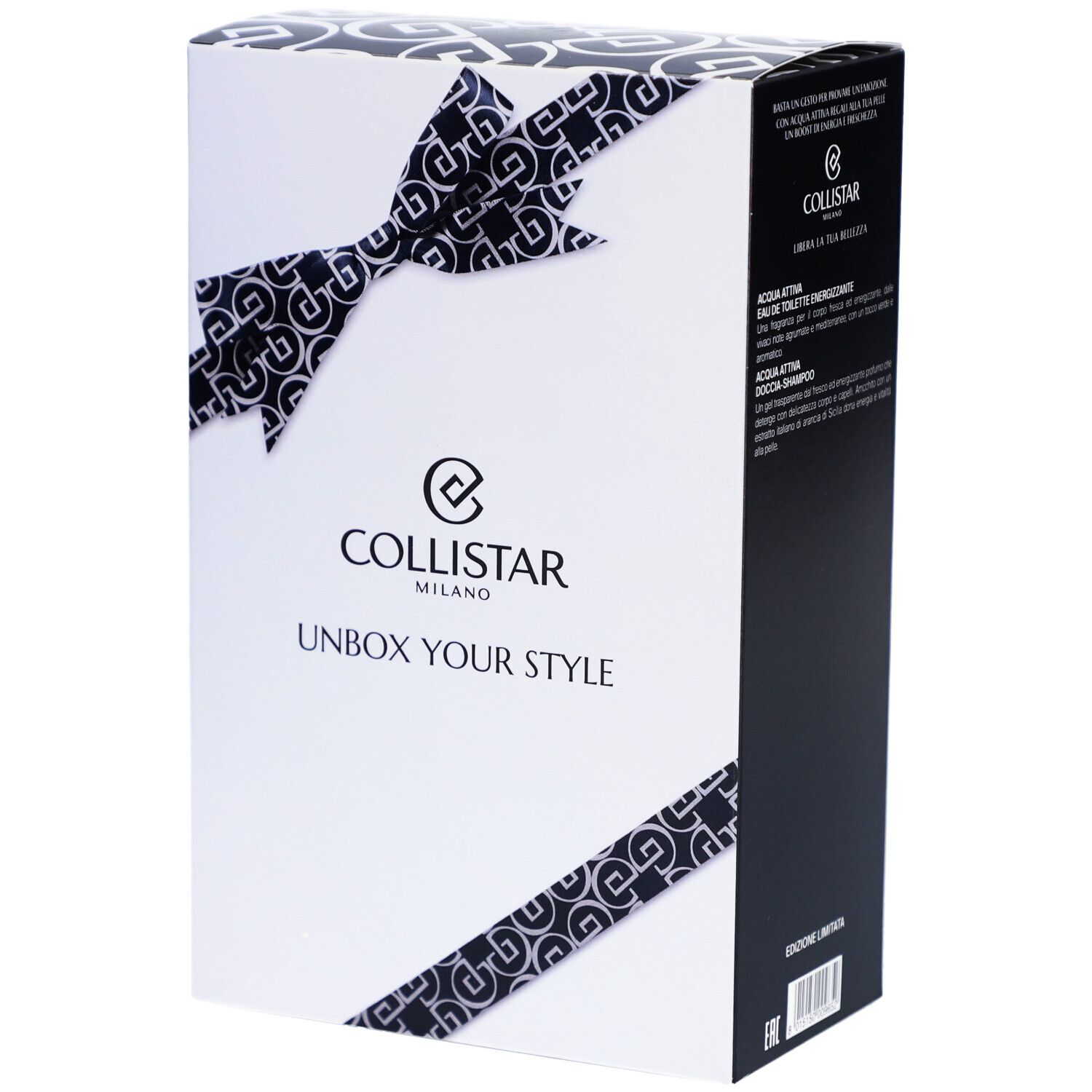 Collistar cadeaubox voor heren met strikmotief. Bevat eau de toilette en douchegel.