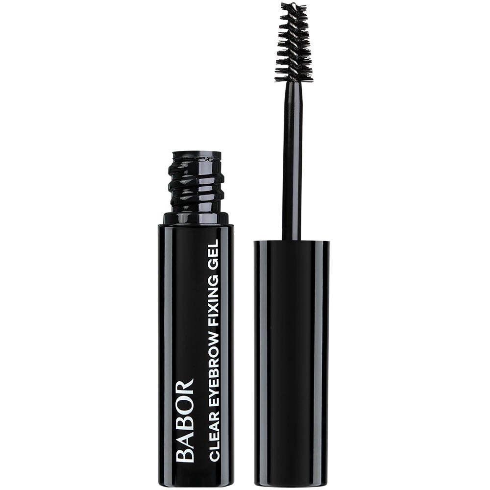 Gel fixateur pour sourcils. Tube noir avec brosse. Inscription: BABOR CLEAR EYEBROW FIXING GEL.