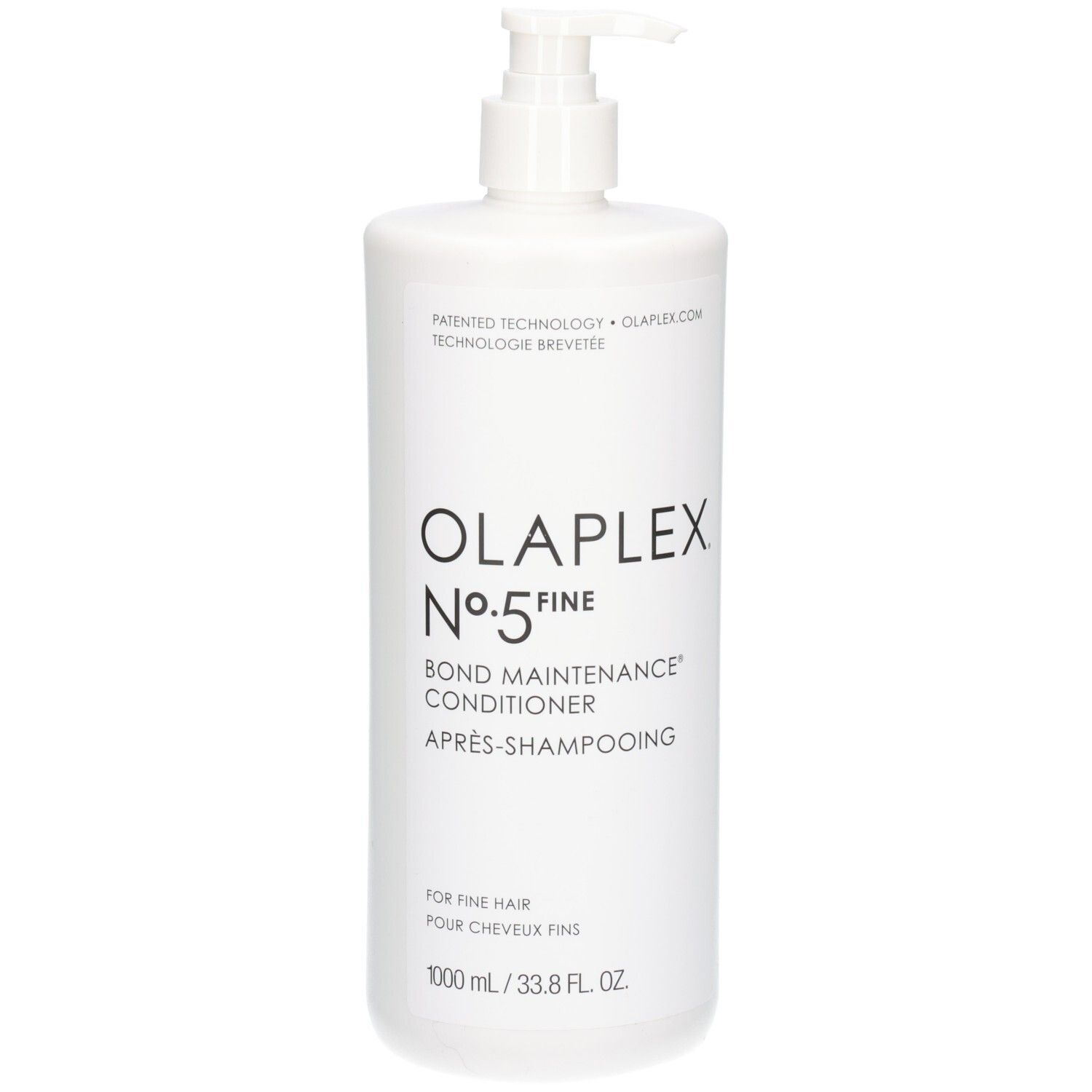 Witte fles met pompdosering, OLAPLEX No.5 FINE BOND MAINTENANCE CONDITIONER.