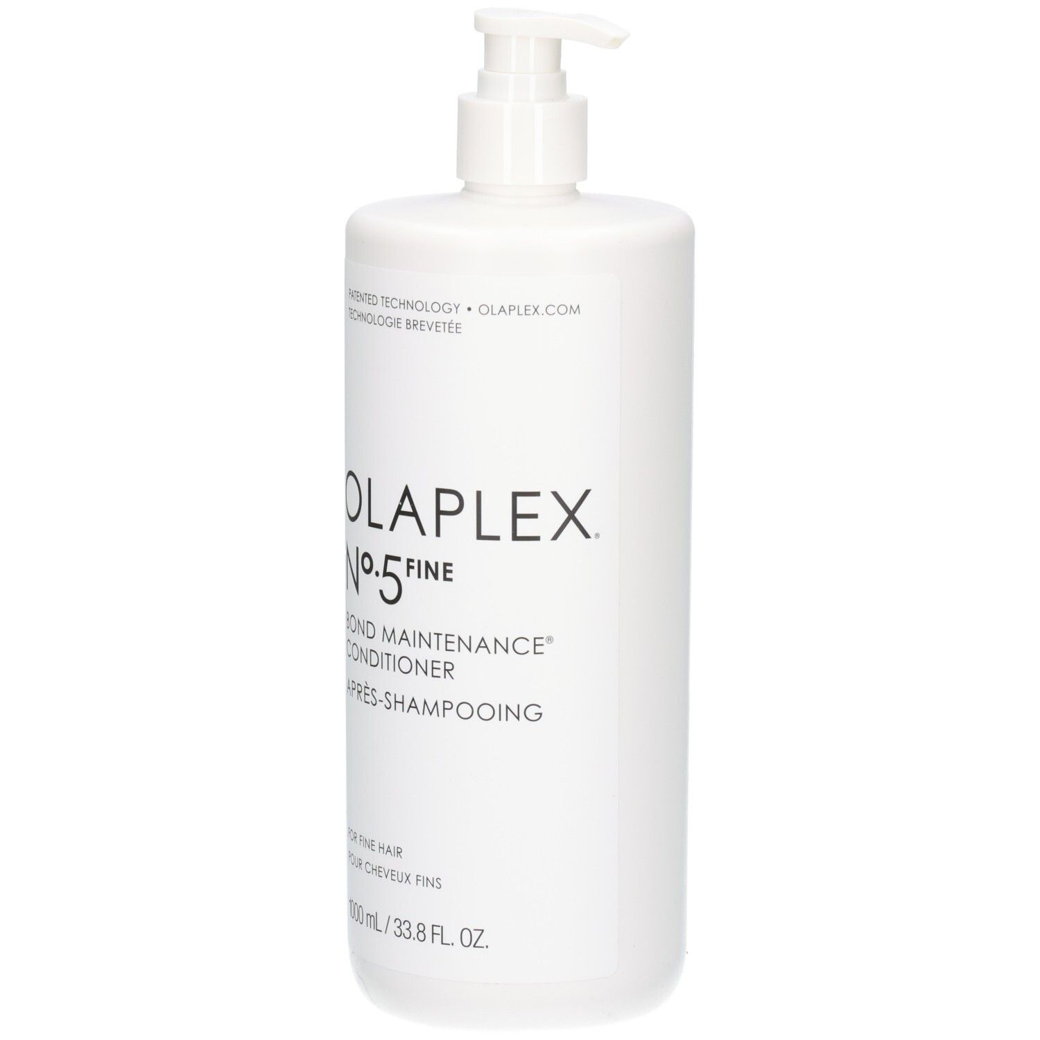 Witte fles met pompdosering, OLAPLEX No.5 FINE BOND MAINTENANCE CONDITIONER.