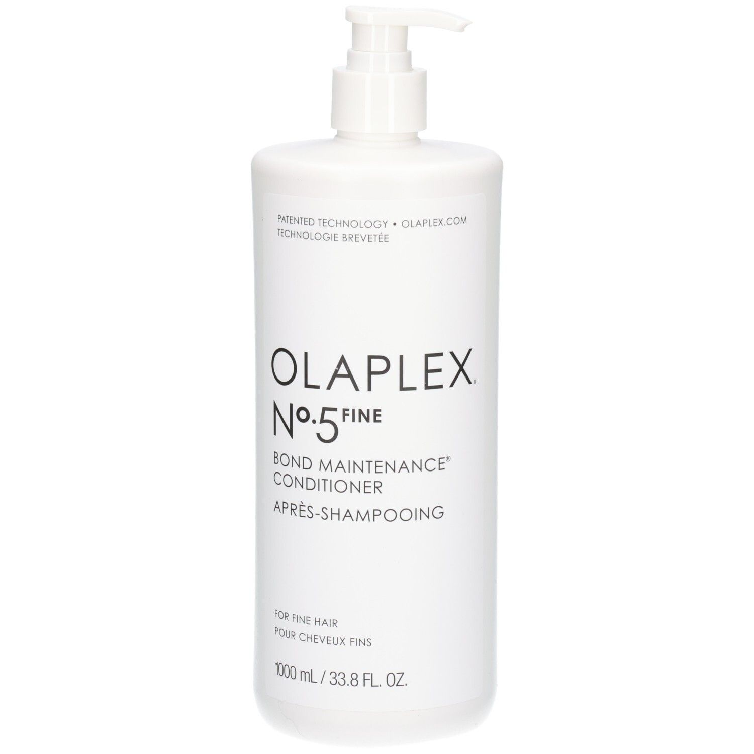 Witte fles met pompdosering, OLAPLEX No.5 FINE BOND MAINTENANCE CONDITIONER.