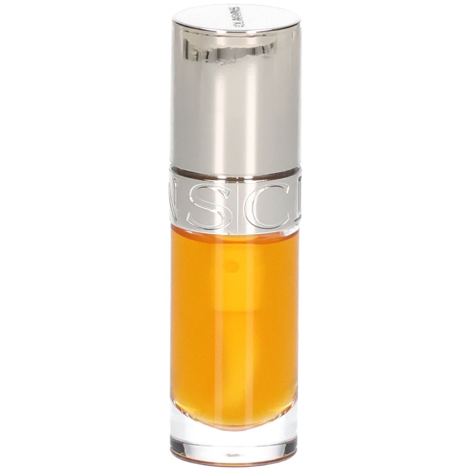 Clarins Lip Comfort Oil 01 - Honey in een glazen flesje met zilveren dop.
