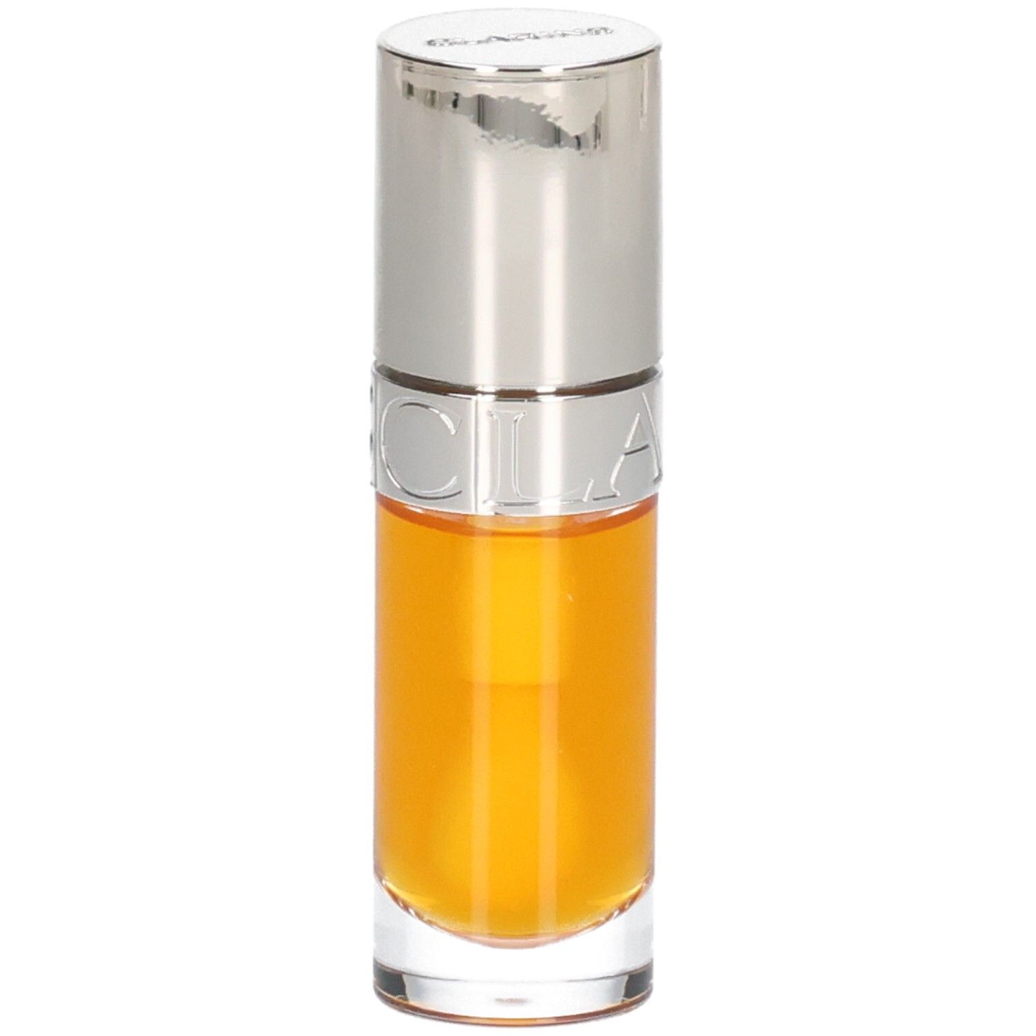 Clarins Lip Comfort Oil 01 - Honey in een glazen flesje met zilveren dop.