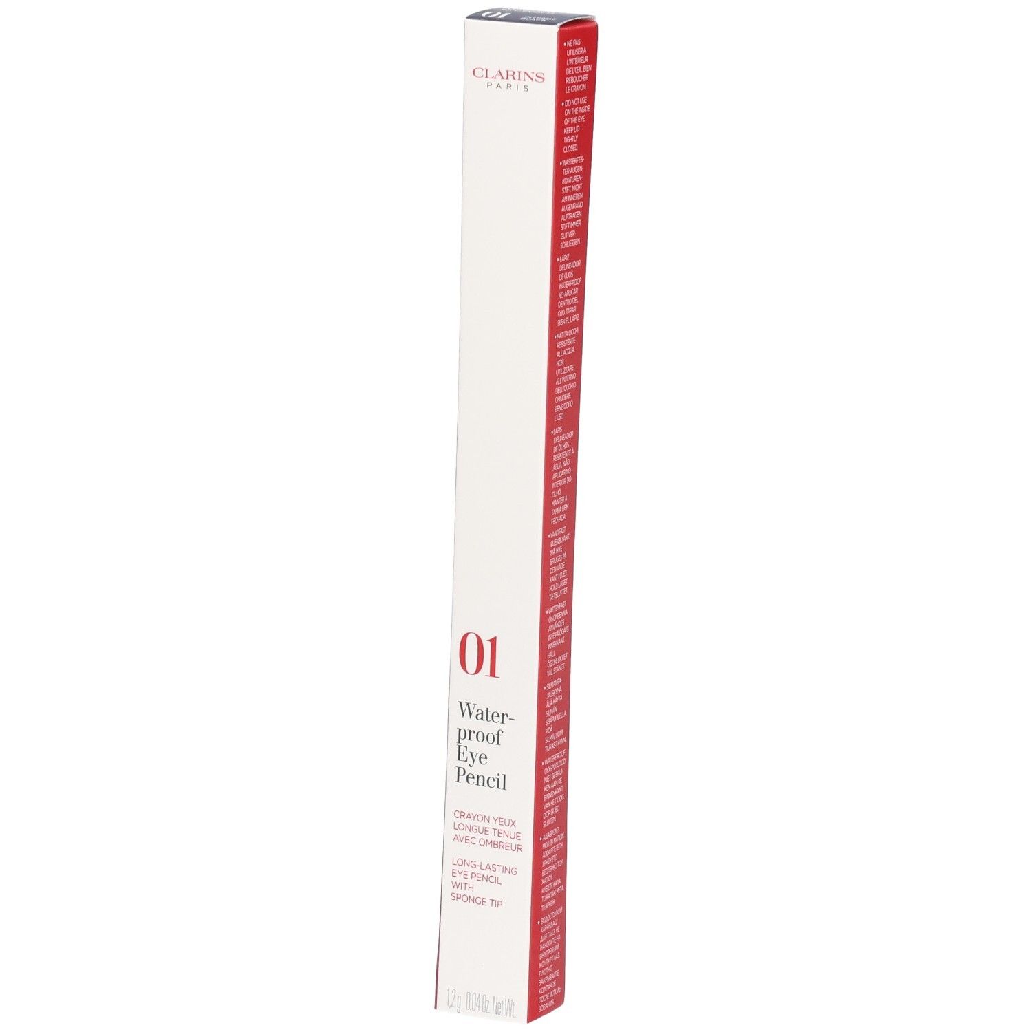 Verpakking van CLARINS CRAYON YEUX WP 01 NOIR, waterproof oogpotlood.