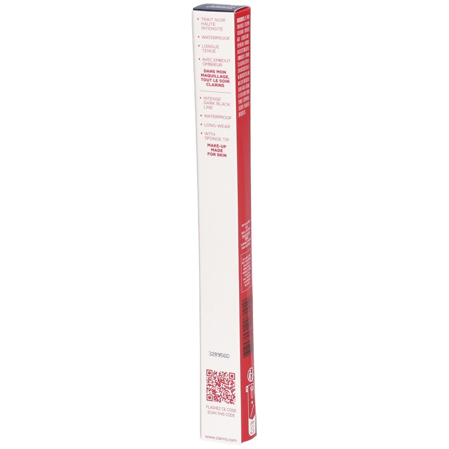 Verpakking van CLARINS CRAYON YEUX WP 01 NOIR, met productkenmerken.