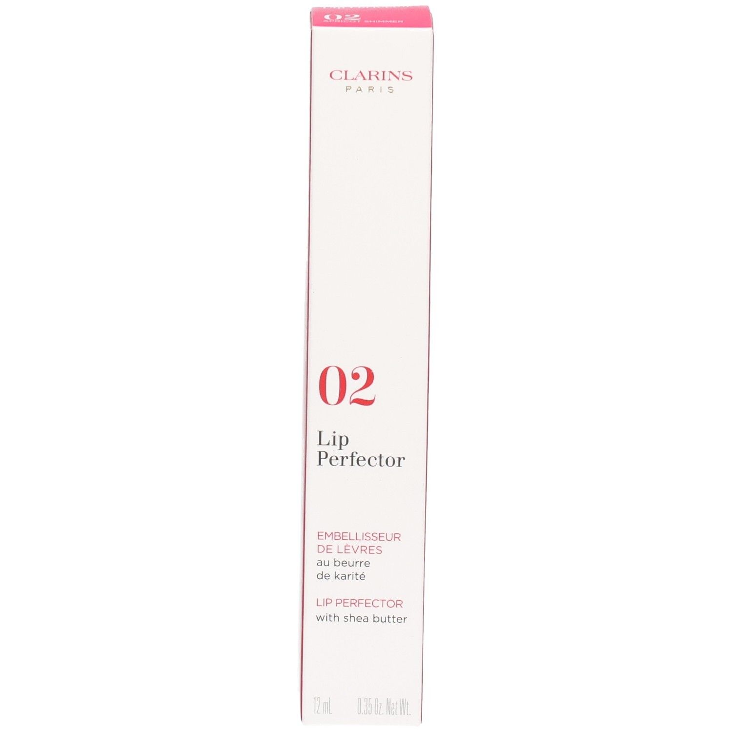 Clarins Lip Perfector 02 in doosje, met sheaboter.