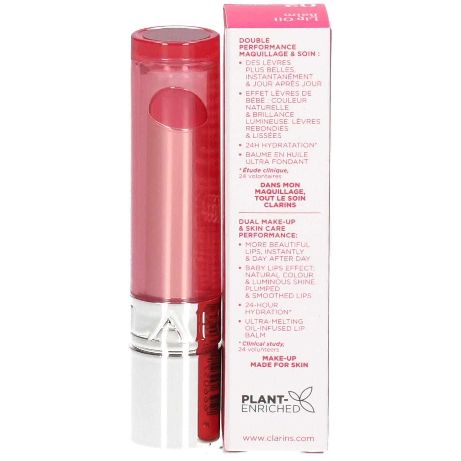 Clarins Lip Oil Balm 02, baume à lèvres sorti de son emballage.