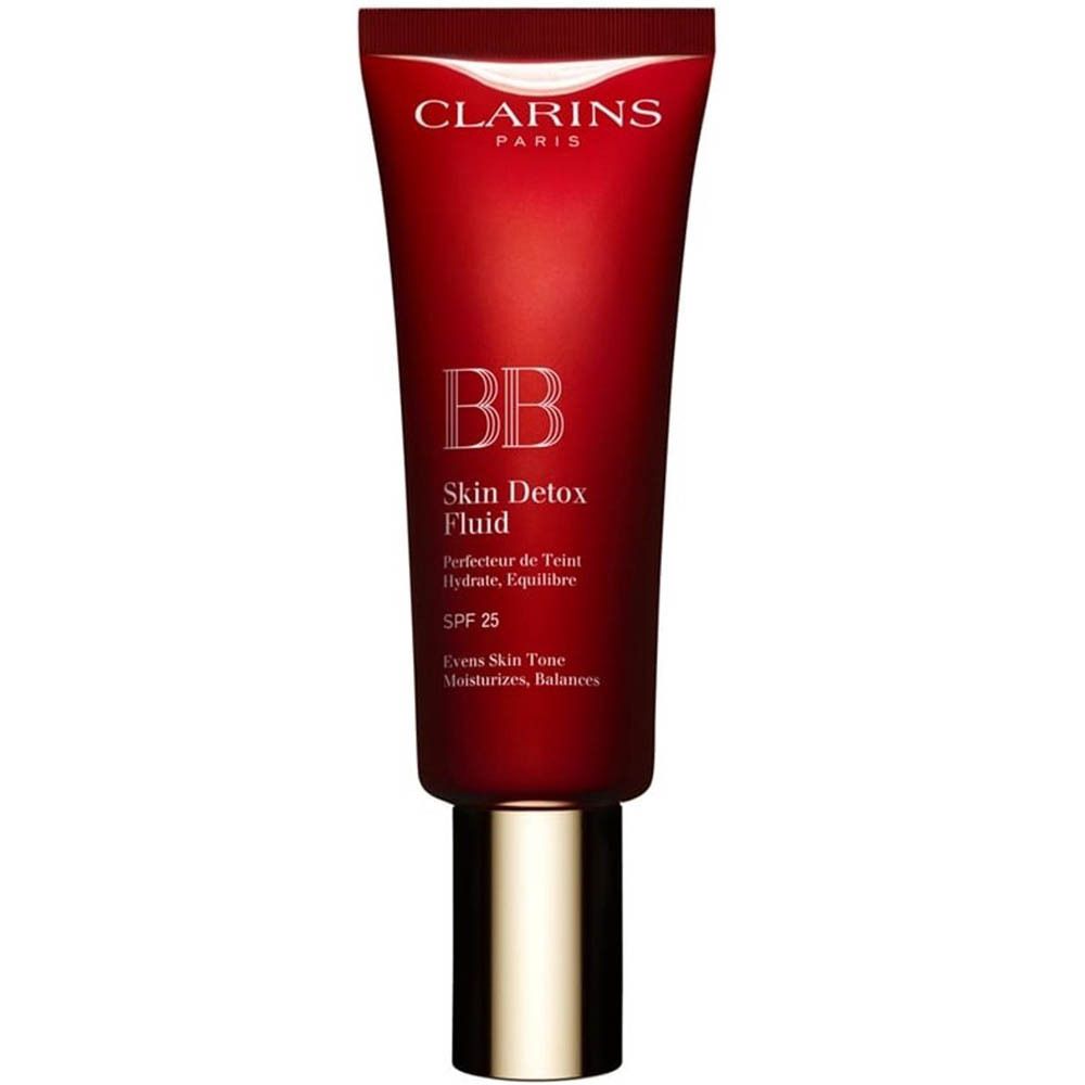 Clarins BB Skin Detox Fluid SPF25 02 Medium in rode tube.